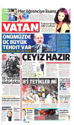 Vatan Gazetesi 18 Nisan 2016 Gazete Manşetleri