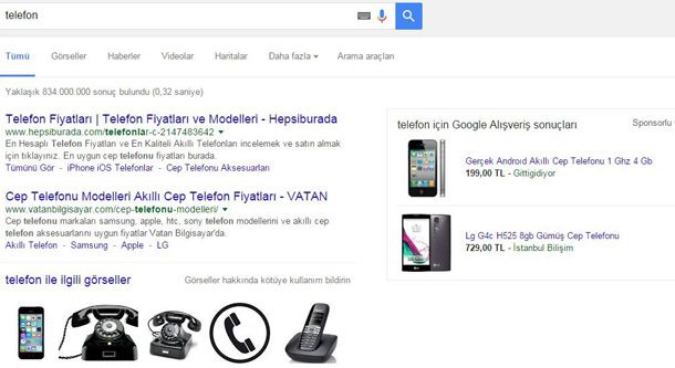 Google Adwords Sağ Tarafta Ürün Reklamları