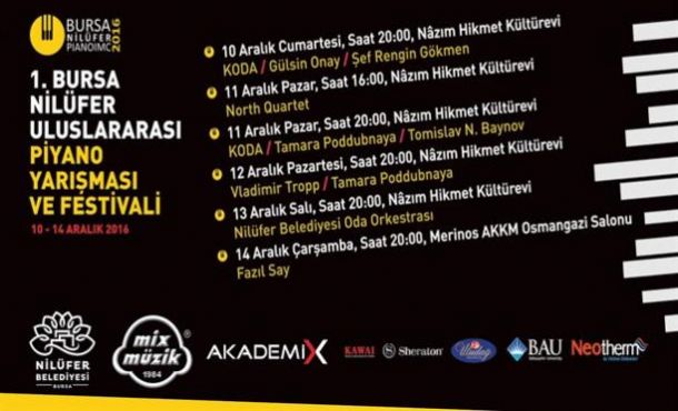 1. Bursa Nilüfer Uluslararası Piyano Yarışması ve Festivali başlıyor